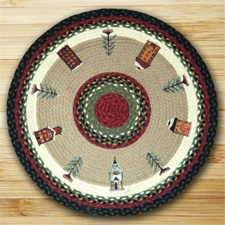 EARTH RUGS Round Patch Rug- Winter Village 66-338WV